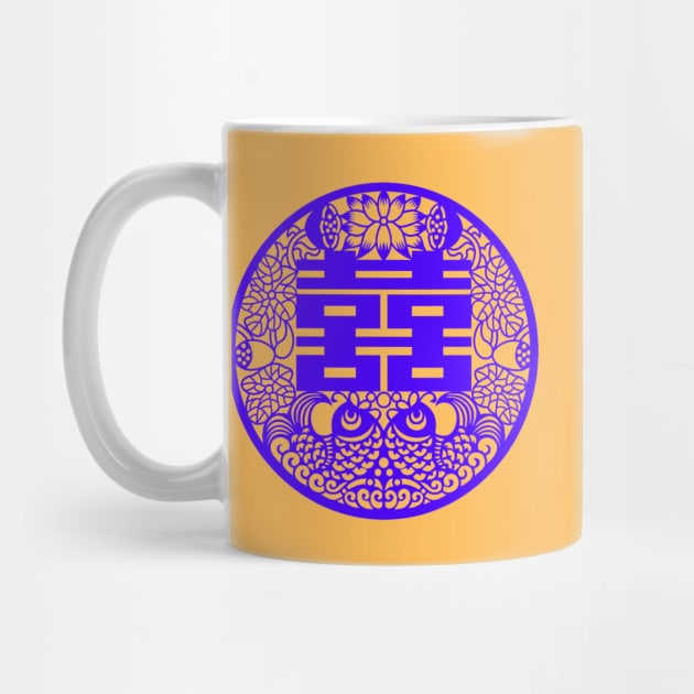 Double Happiness Custard Yellow with Deep Purple Symbol - Happy Hong Kong by CRAFTY BITCH